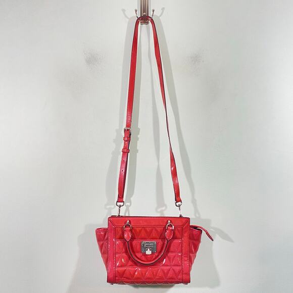 Michael Kors Women Pink Patent Leather Crossbody with Top Handle - Picture 2 of 7